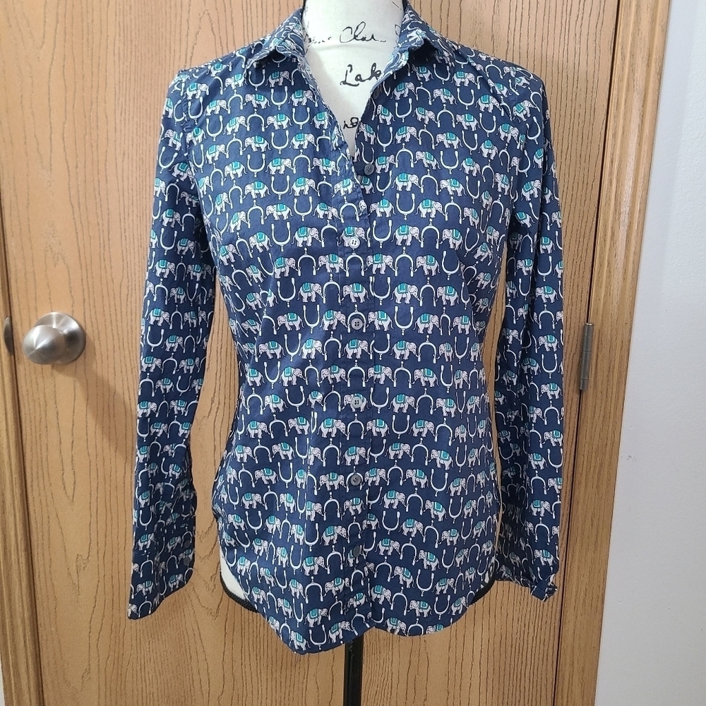 J. Crew Boho Elephant Print Button Up Shirt